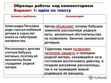 Комментарий вариант