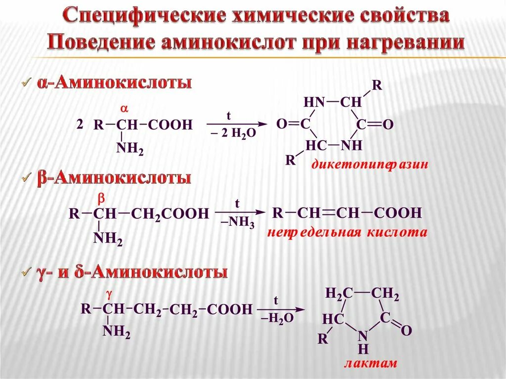 Поведение химических веществ. Специфические реакции Альфа- бета- гамма-аминокислот. Нагревание аминокислот реакция. Химические свойства α-аминокислот. Специфические реакции аминокислот.