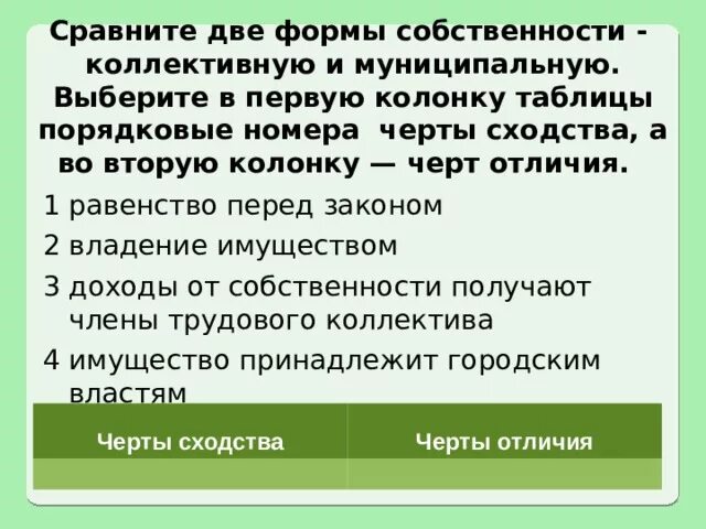 Черты сходства акционерной и государственной форм собственности. Черты сходства энергосбережения и математики. Как сравнить два закона. Коллективная собственность это в экономике. Черты сходства и различия товар и услуга