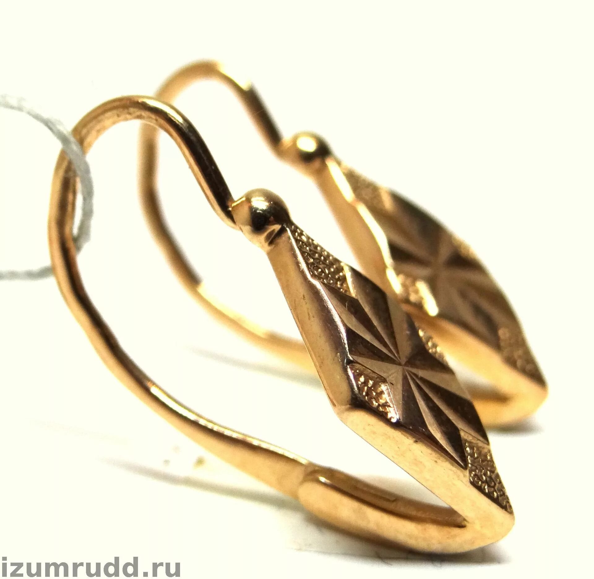 серьги золото ромбик