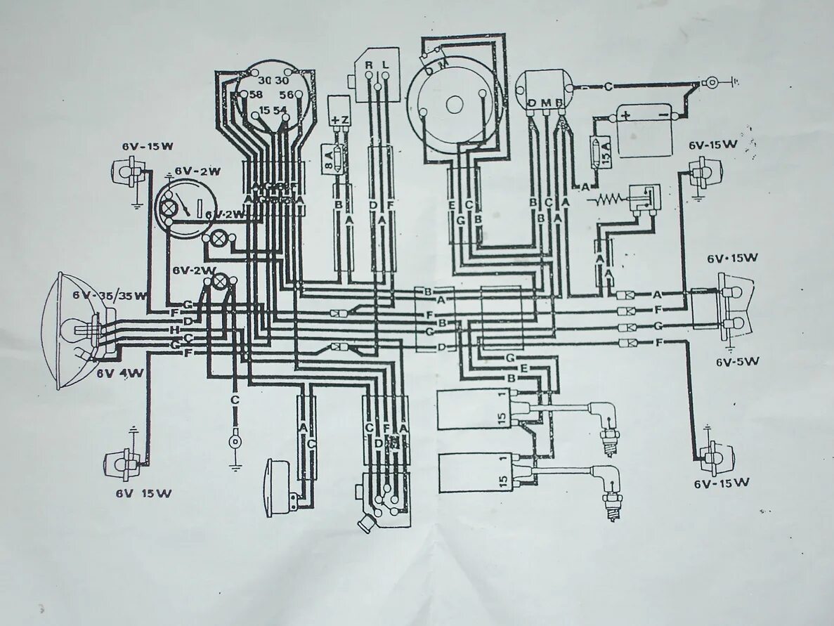 Схема ява 638. Схема электрооборудования Ява 634 6 вольт. Схема проводки Ява 634. Электросхема мотоцикла Ява 634. Схема проводки мотоцикла Ява 634.
