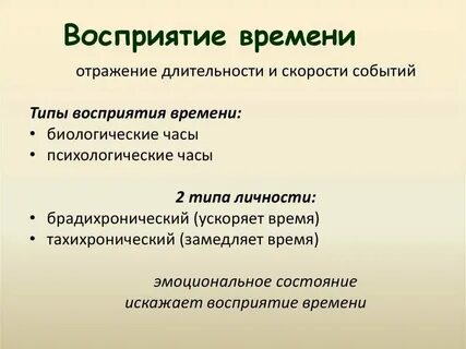 Восприятие времени кратко