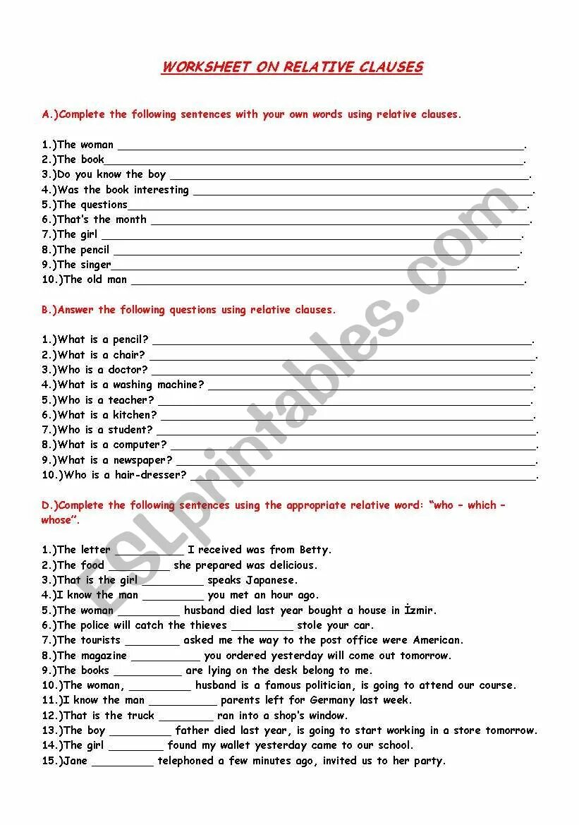 Complete the sentences with relative clauses. Relative clauses exercises. relative clauses worksheets. relative clauses в английском языке упражнения. relative clause exercise.