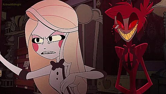 Песня hells greatest dad hazbin hotel. Чарли отель ХАЗБИН gif. Аластор отель ХАЗБИН Эстетика. Гифки Чарли и Аластор. Гифка Чарли из отеля ХАЗБИН.