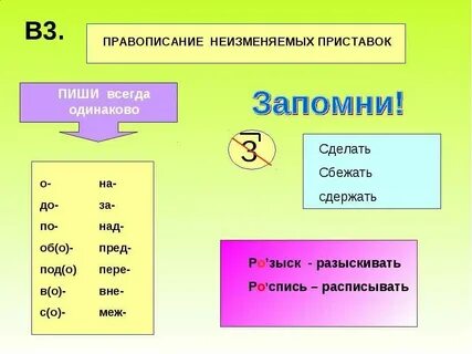 Правописание неизменяемых на письме приставок 5 класс