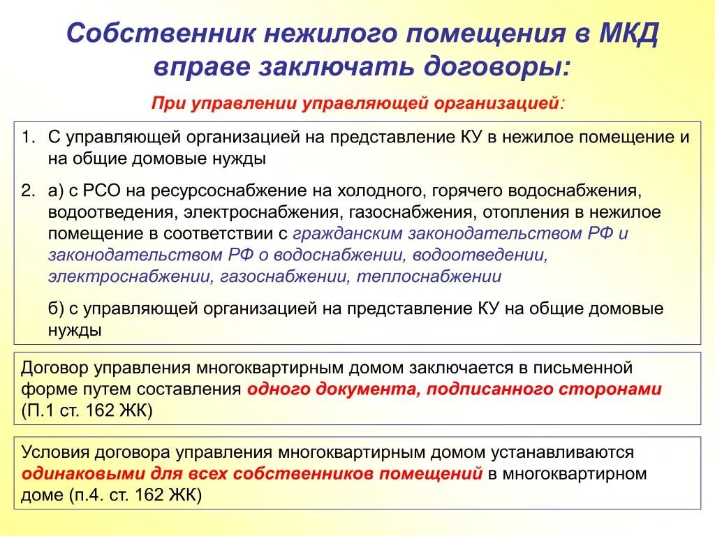 Собственники помещений в МКД. Нежилое помещение в МКД. Собственник помещения в многоквартирном доме вправе. Заключение договора с управляющей компанией. Соглашение собственников жилого помещения