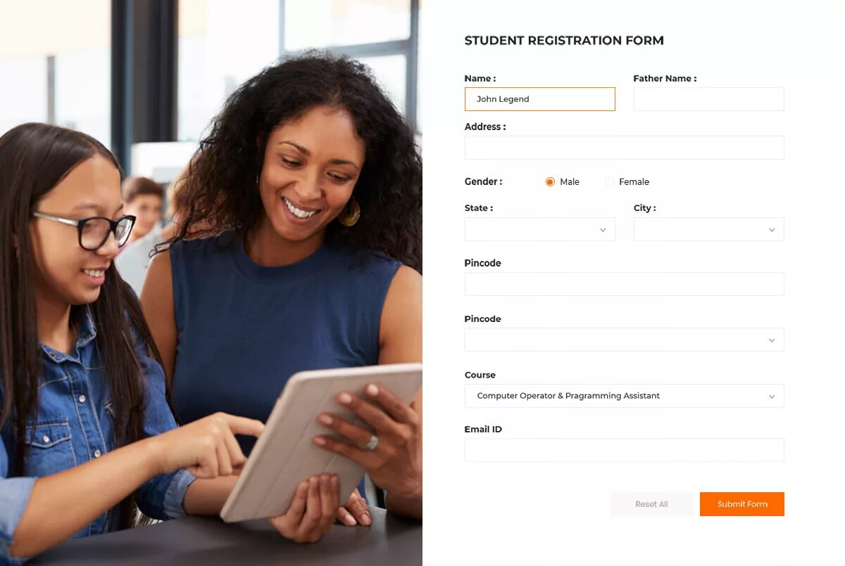 Student Registration. Student Registration form. Bootstrap form.