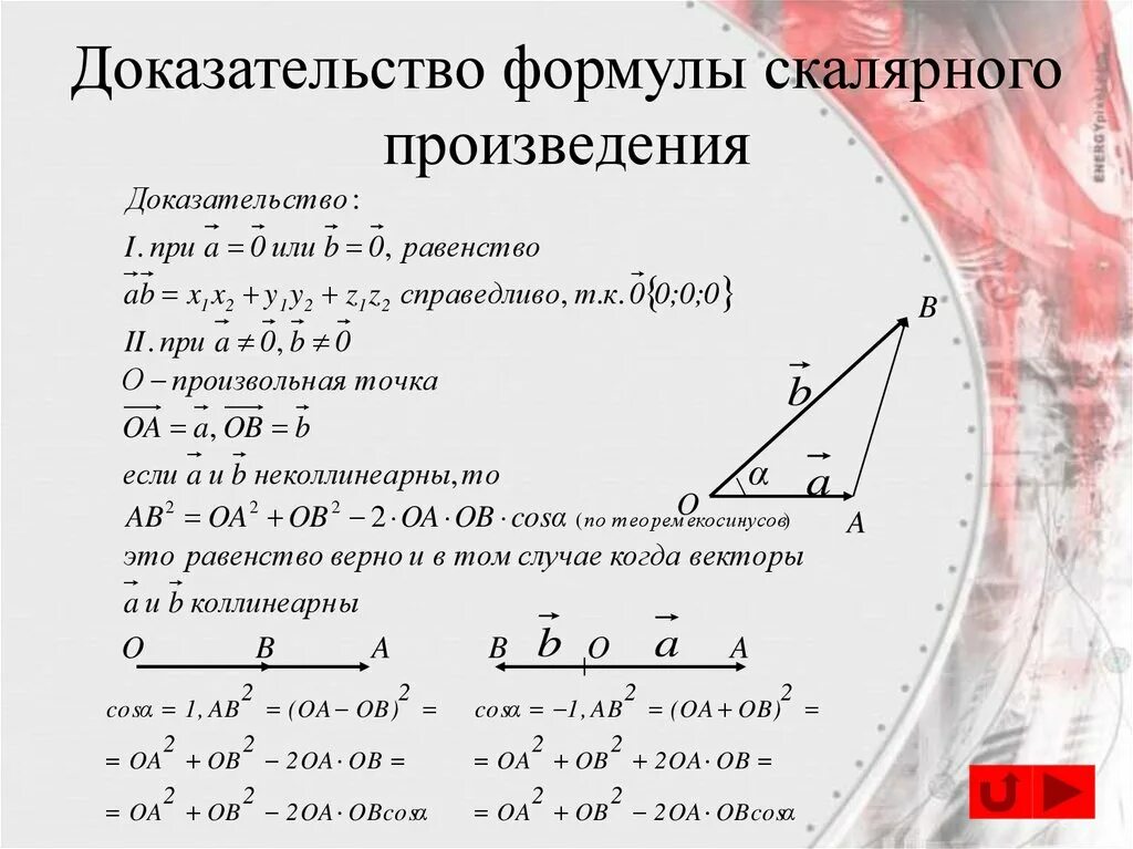 Две формулы скалярного произведения. Скалярное произведение векторов формула доказательство. Скалярное произведение доказательство формулы. Скалярное произведение векторов в пространстве доказательство. Скаляроепроизведение векторов формулы.