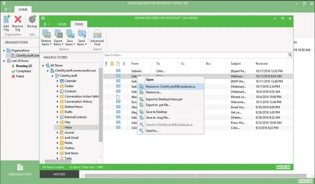 Item loads. Veeam Backup for Microsoft 365. Veeam Backup for Microsoft Office 365. Администрирование Veeam Backup. Veeam Backup email.