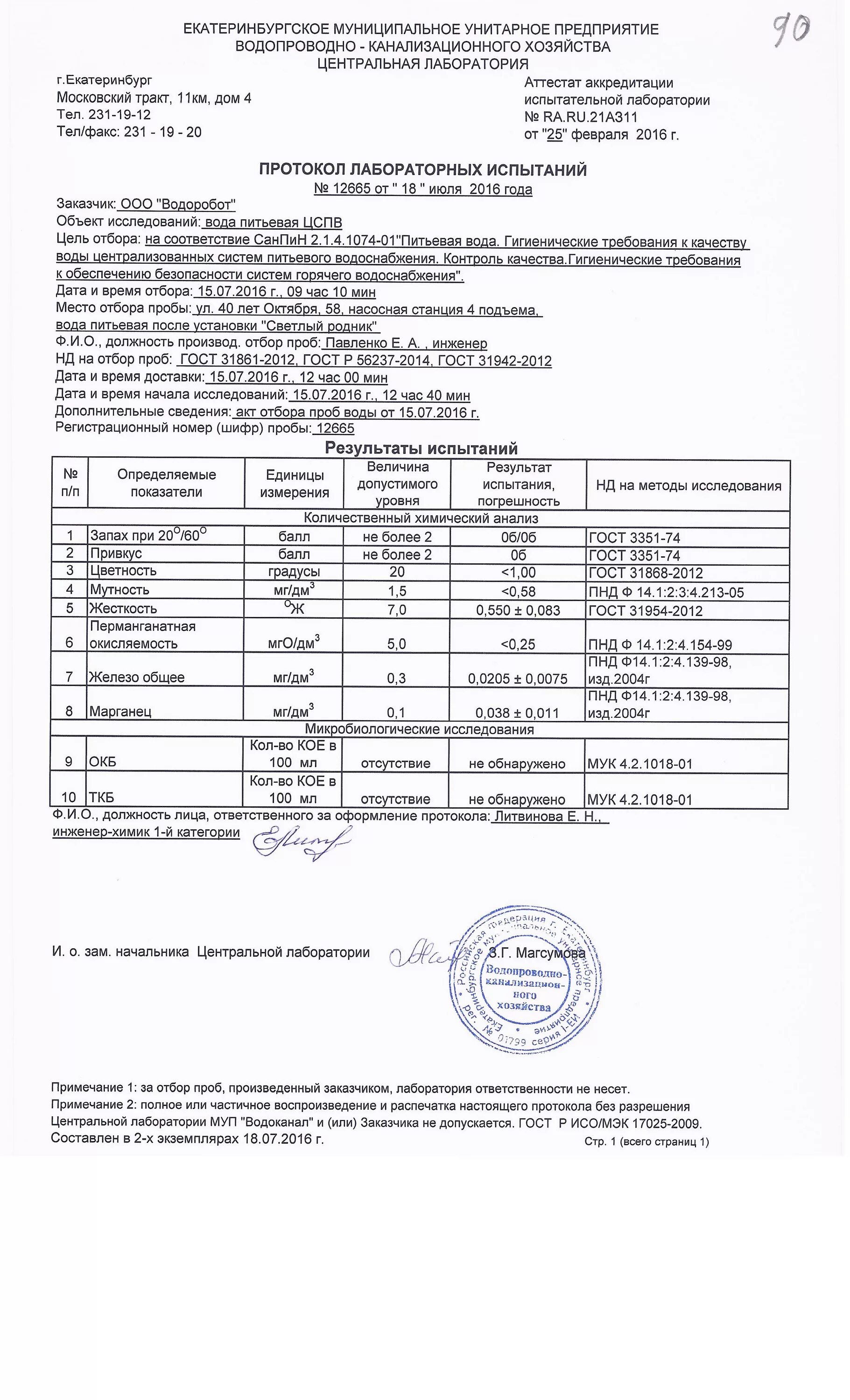 Окб ткб в сточной воде