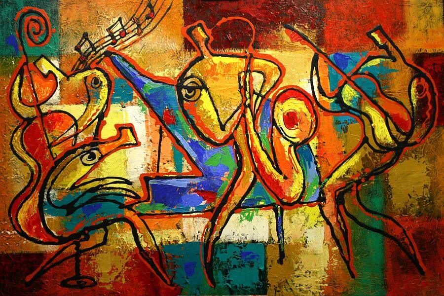 Music painting. Музыкальная абстракция в живописи. Живопись в стиле джаз. Абстракционизм джаз. Джаз в абстрактной живописи.