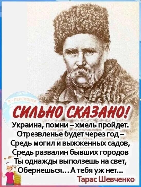 Шевченко стих про украину. Украина Помни Хмель пройдет.