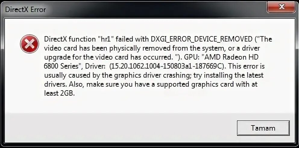 Directx error function device