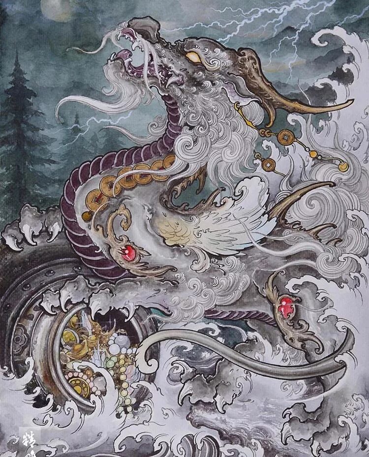 Японский дракон Рюдзин. Китайский дракон лун Ван. Лунван китайская мифология. Японский дракон Рюдзин арт. Китайский японский дракон