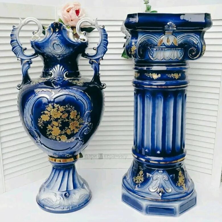 Ваза напольная на колонне. Венецианские вазы. Колонна (кобальт. Польские напольные вазы.