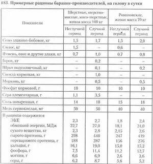 Рацион овец