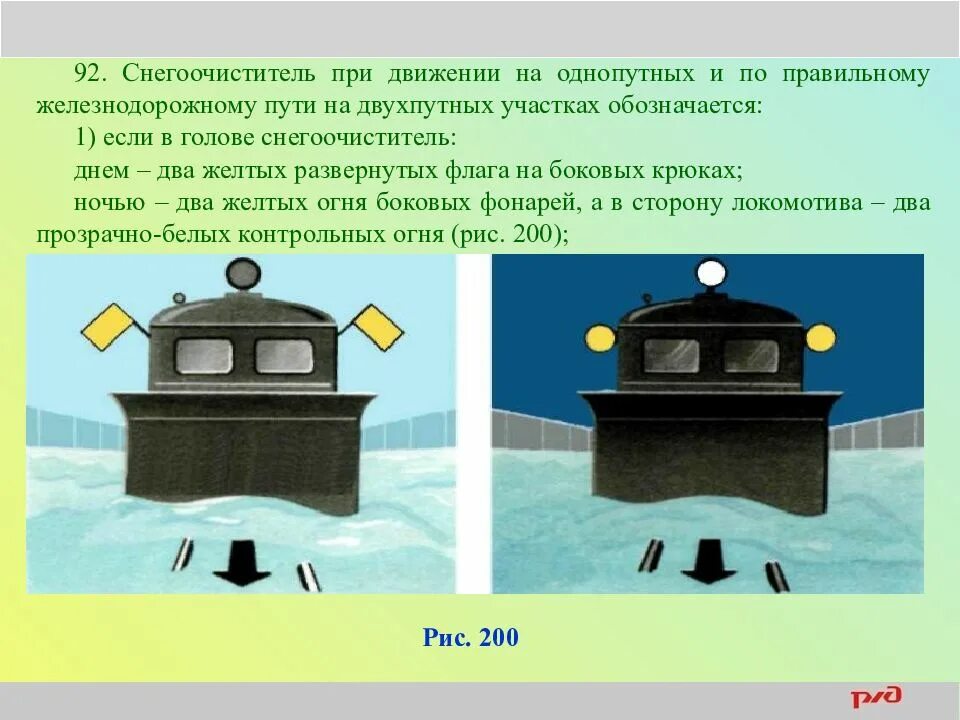 Как обозначается хвост поезда при движении. Как обозначается снегоочиститель. Снегоочиститель при движении на однопутных и по правильному. Сигналы при движении снегоочистителя. Обозначение головы снегоочистителя.