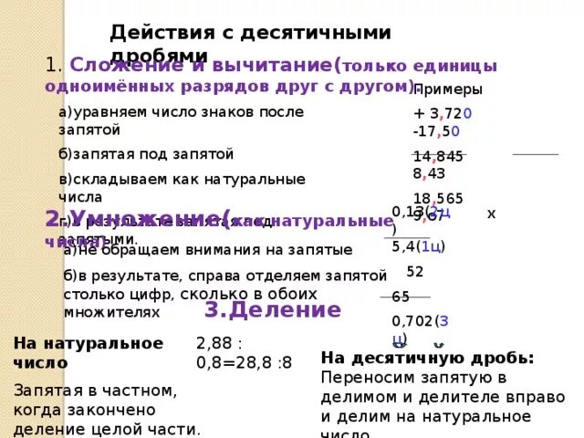 Десятичные дроби опорный конспект. Сложение вычитание умножение и деление десятичных дробей. Действия с десятичными дробями сложение. Действия с десятичными дробями конспект. Конспект по математике 5 класс десятичные дроби