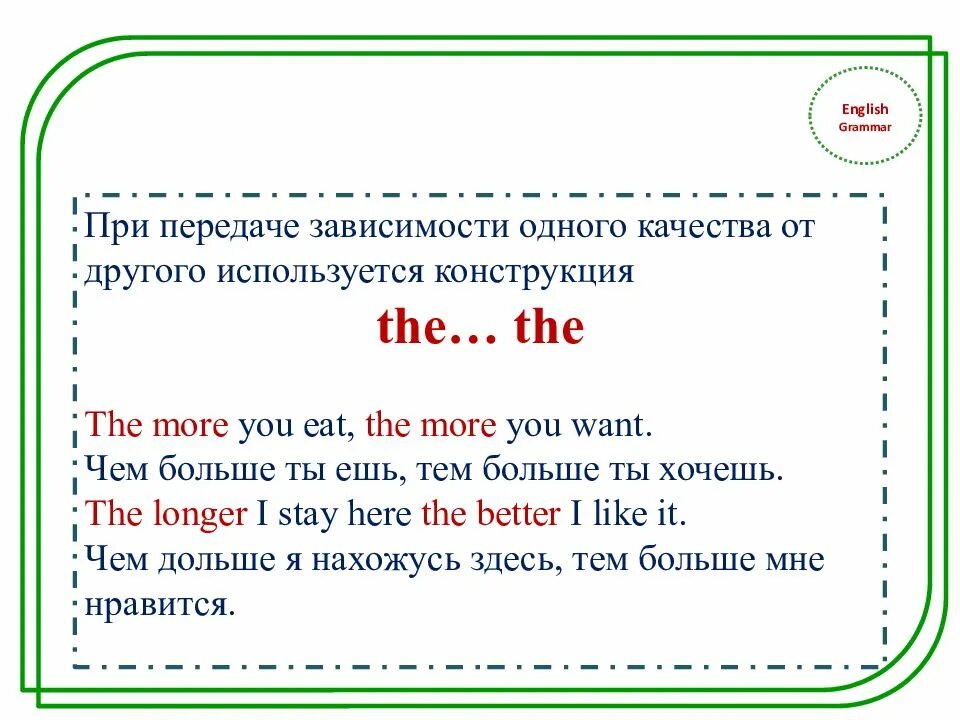 Конструкции в английском языке. Конструкция the more. The more the more конструкция. Сравнительные конструкции в английском. The more the less the longer