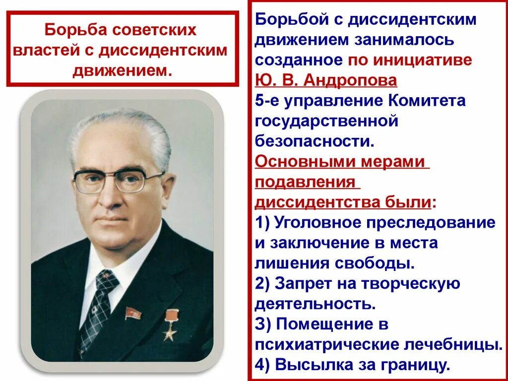 Борьба власти с инакомыслием. Меры борьбы с диссидентами в ссср при брежневе. борьба с диссидентским движением. борьба советских властей с диссидентским движением. андропов меры.