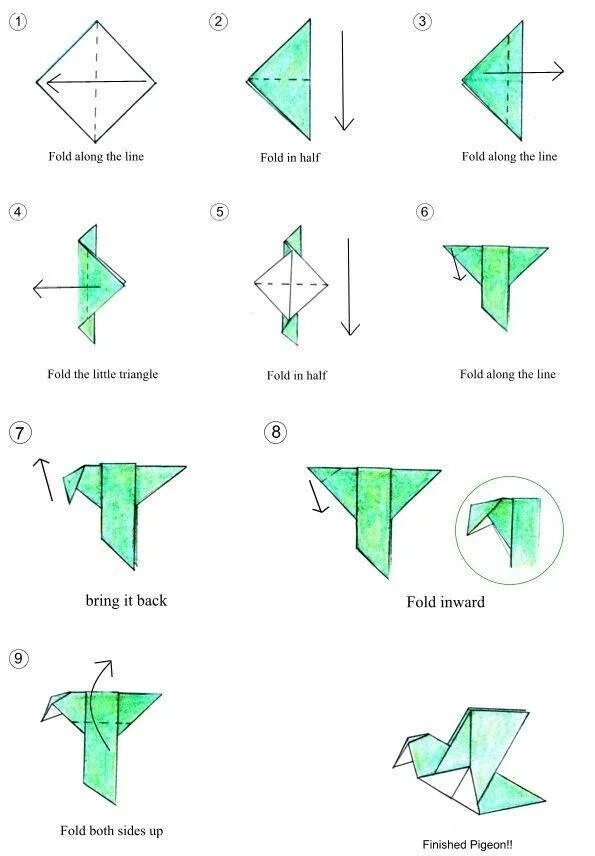 Голуби из бумаги оригами поэтапно. Птица оригами голубь схема для начинающих оригами из бумаги. Птичка из бумаги схема складывания. Голуби оригами из бумаги своими руками схемы поэтапно.