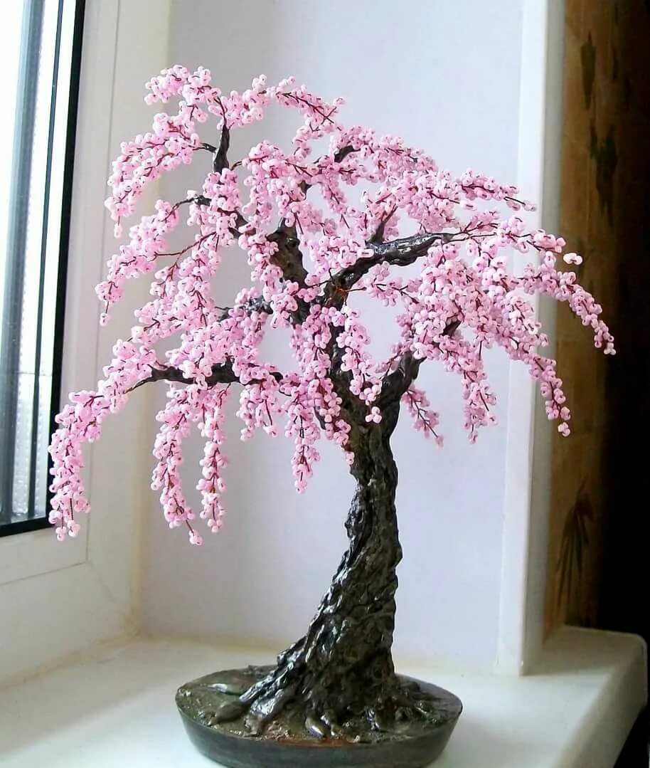 Сборка сакура. Бисерное дерево Сакура. Бисерное плетение Сакура. Бонсай Сакура. Бисероплетение деревья Сакура.