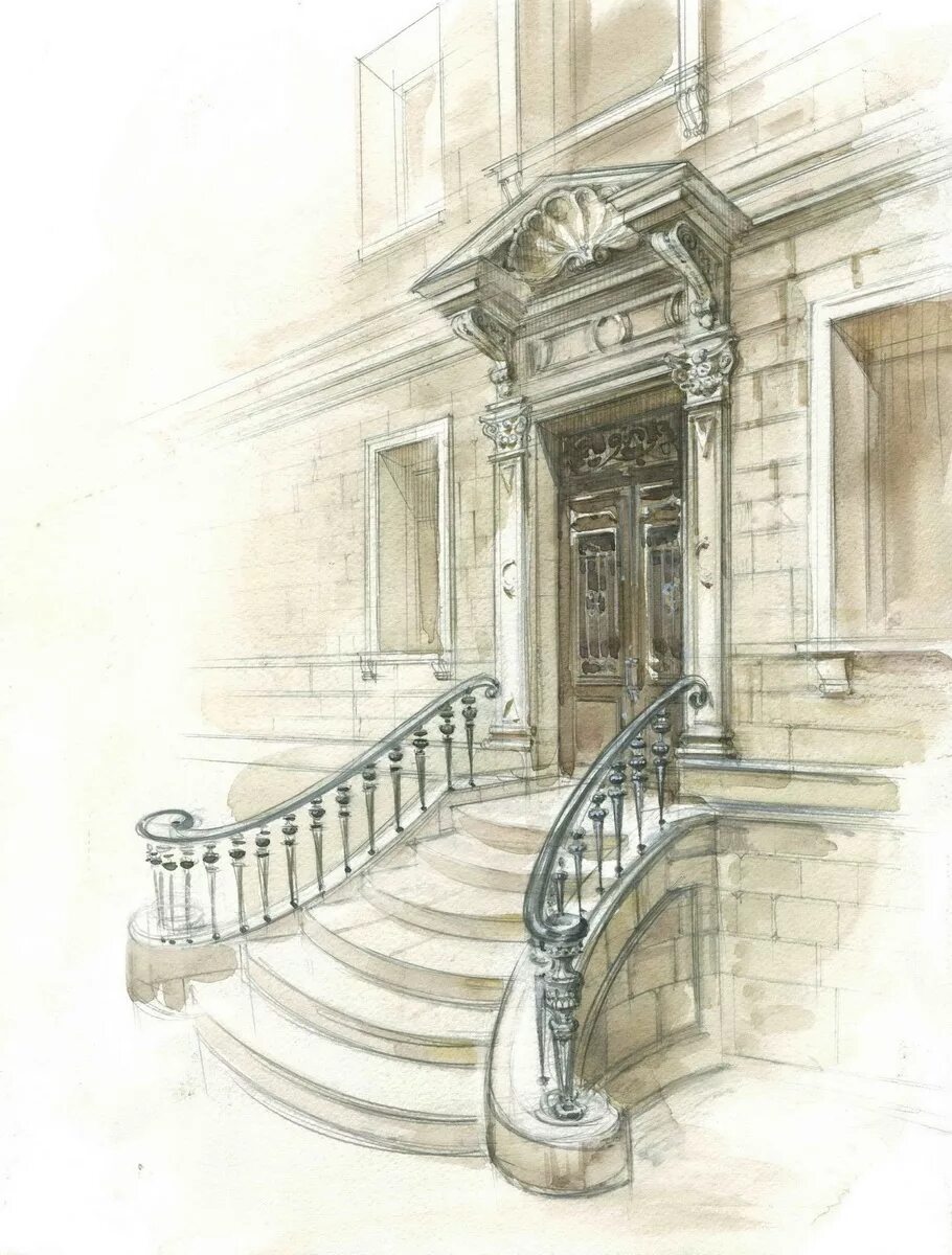 Архитектурные элементы крыльца. Эскиз парадного крыльца. Лестница карандашом. Дом с крыльцом иллюстрация. Эскиз парадного крыльца.