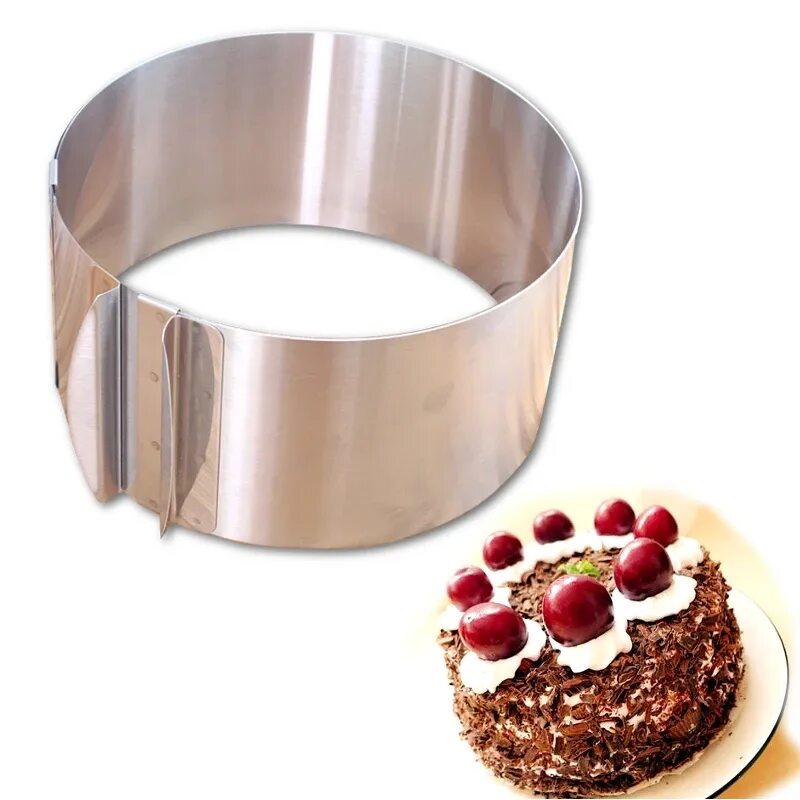 Форма для торта "Cake Ring" регулируемая 16-30см.. Форма разъемная d 16-30 см h 15 см. Раздвижное кольцо для торта Cake Ring 16-30 см. RZ-540 кольцо для торта 16-30 cm. Колпак для выпечки
