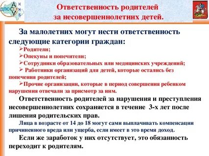 Ответственность родителей за правонарушения детей