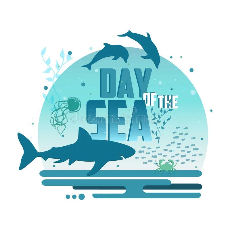 Sea плакат. Sea for poster. World Ocean Day illustration.