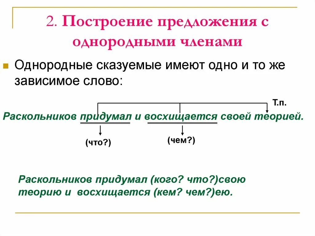 Предложение с однородными сказуемыми. Построение предложения с однородными членами-. Сложное предложение с однородными сказуемыми.