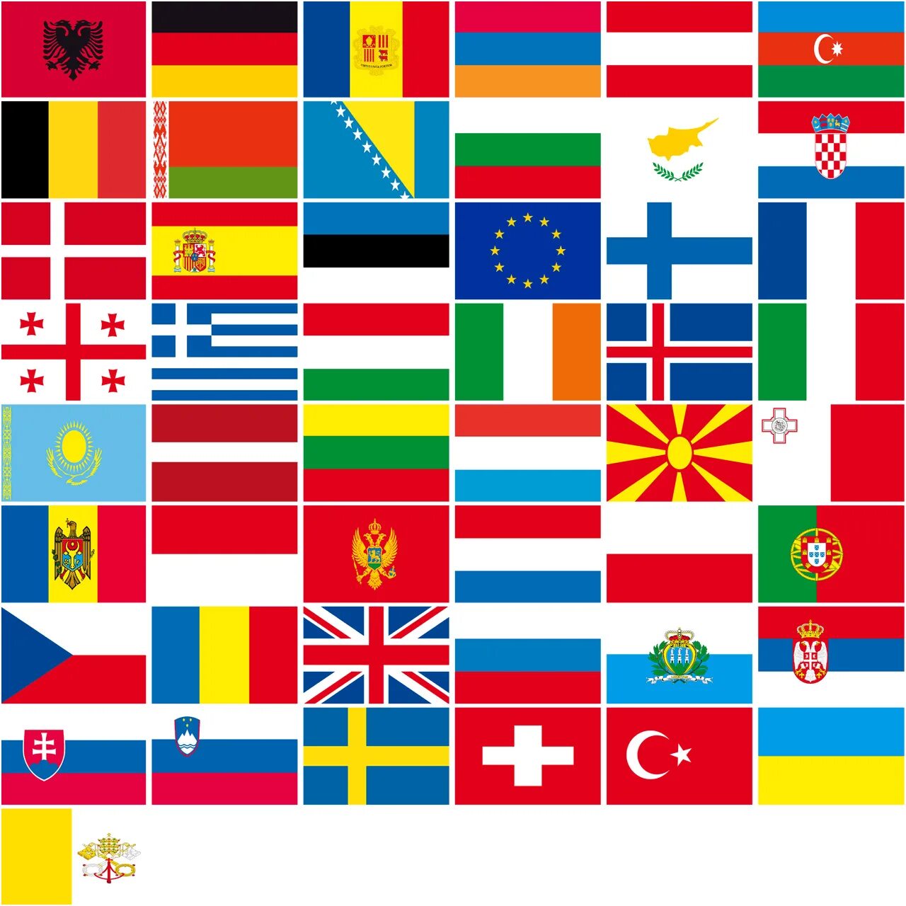 Флаги Европы. Национальные флаги. Разные флаги. Все мелкие страны