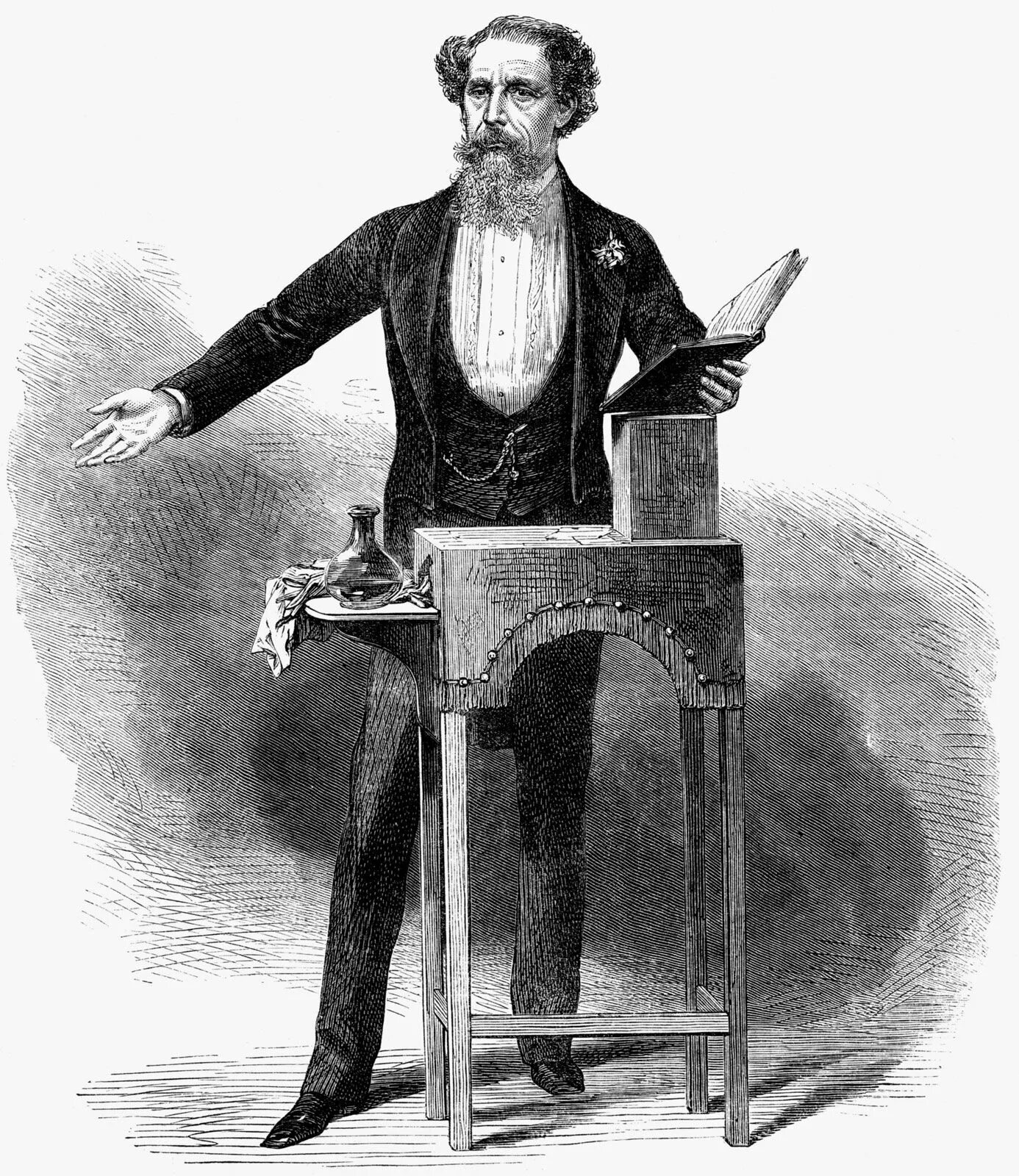 Last public. Charles Dickens (1812-1870).