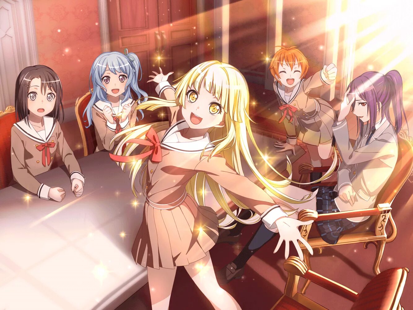 Hello happy. Бандори hello happy world. бандори hello happy world карточки. kokoro bandori. бандори кокоро и каору.