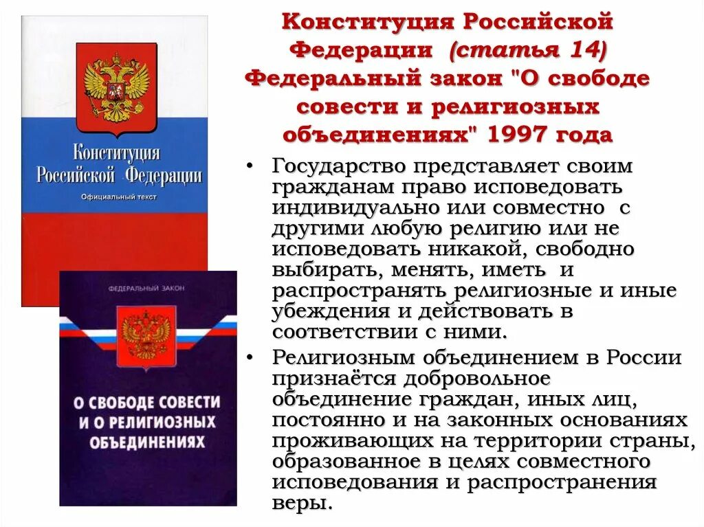 Федеральный закон о свободе совести и о религиозных объединениях. Конституция. Конституция РФ. Свобода совести Конституция. Свобода совести согласно конституции рф