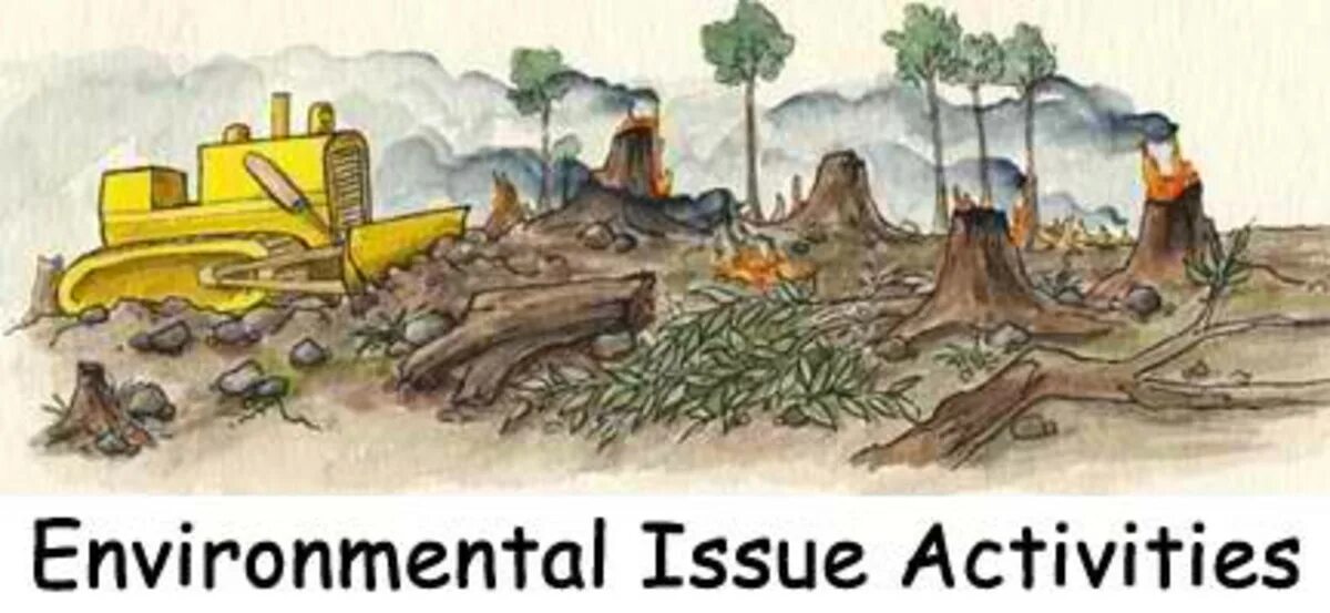 Environmental Issues. Environmental Issues by the Human activity. Habitat loss. Environmental Damage cartoon photos.