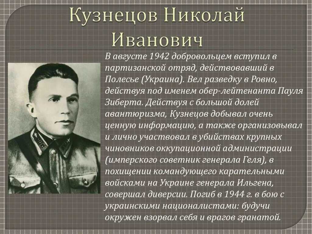 Кузнецов герой советского Союза разведчик. Жена николая кузнецова