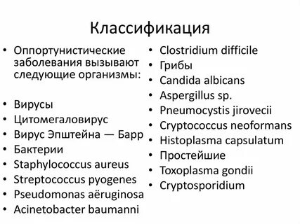 Возбудители оппортунистических инфекций