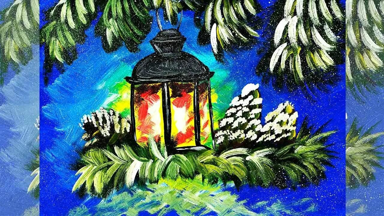 Новогодний рисунок гуашью пошагово. Мастер класс для детей новый год рисование фонарь. рисуем фонарь гуашью. правополушарное рисование фонарь гуашью. фонарь красками гуашь.