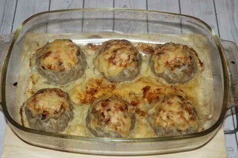 Гнезда с фаршем и грибами в духовке