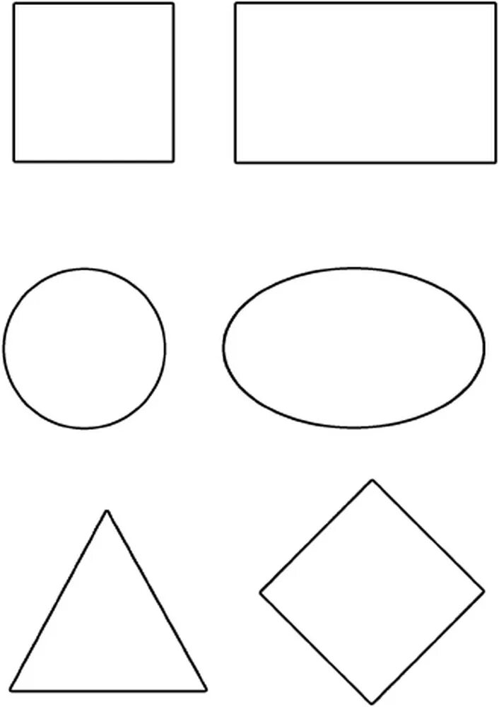 Квадрат овал прямоугольник круг ромб треугольник. Фигуры круг квадрат треугольник овал. Геометрические фигуры для дошкольников. Геометрические фигуры раскраска для малышей.