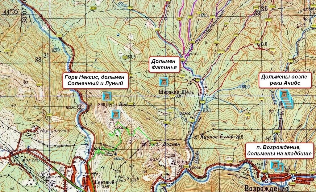 Дольмены Краснодарского края карта дольменов Краснодарского края.