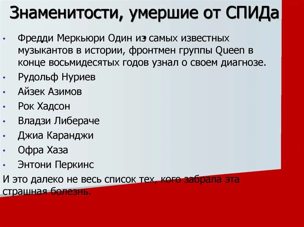 Как умирают от спида. Как умирают от спида