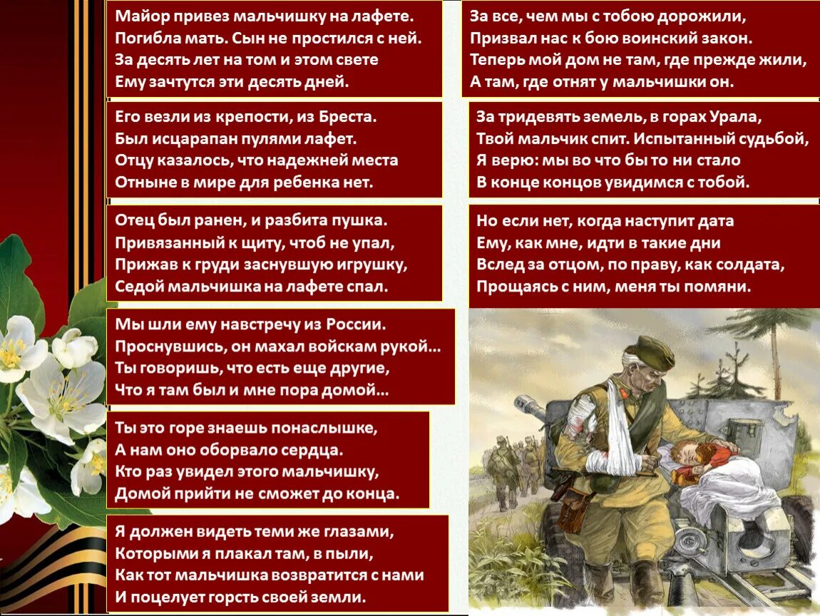 Симонов мальчишка на лафете текст полностью. Майол привёз мальчишку на лафете.