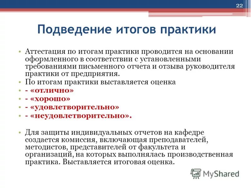 Промежуточная аттестация по практике