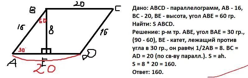 Известно что abcd. В параллелограмме ABCD be высота. Как найти высоту параллелограмма. Задачи на нахождение высоты параллелограмма. Параллелограмм с углом 60 градусов.