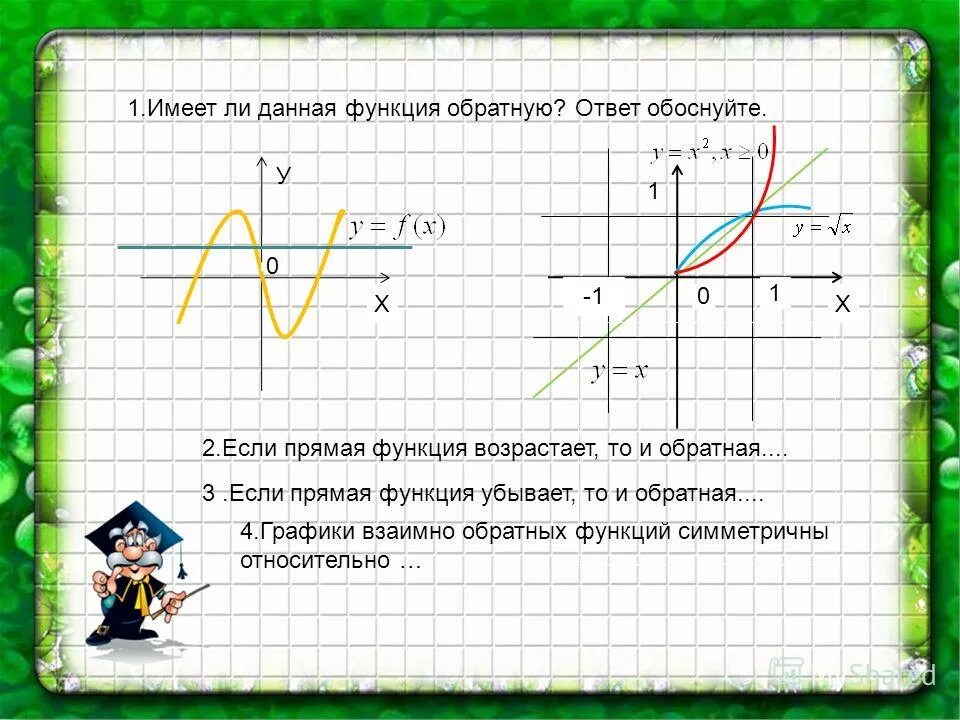 Является ли данная функция. Обратная функция. имеет ли функция обратную. графики прямой и обратной функции. обратная функция х.