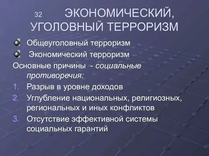 Социально экономические причины терроризма