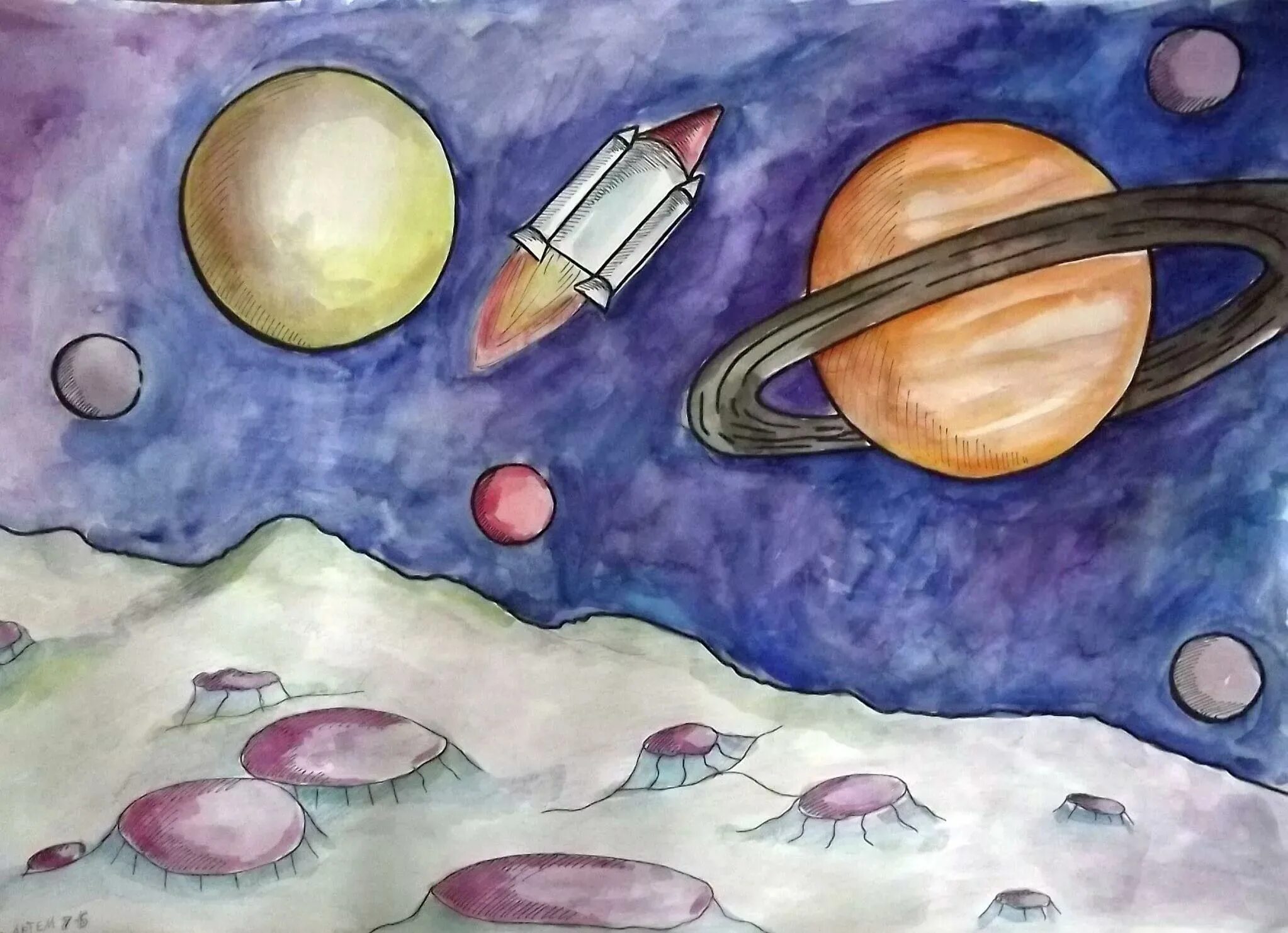 Рисунок планеты 5 класс. Рисунок на тему космос. Детские рисунки на тему космос. Рисунок на тему космос карандашом. Рисунок на космическую тему карандашом.