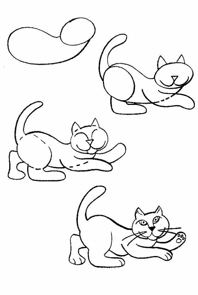 Кошка рисунок. Схема рисования кота для детей. Кошка рисунок карандашом для детей. Поэтапное рисование кошки. Как красиво рисовать котиков